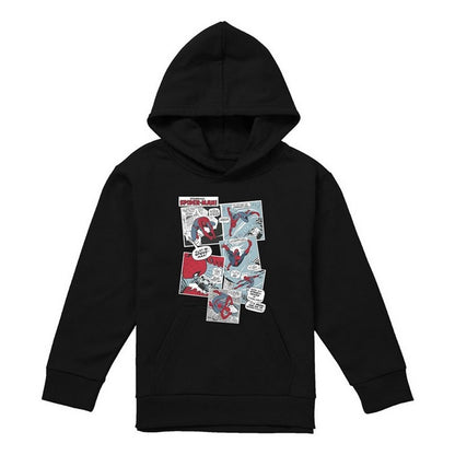 Black - Front - Spider-Man Childrens-Kids Panel Collage Hoodie