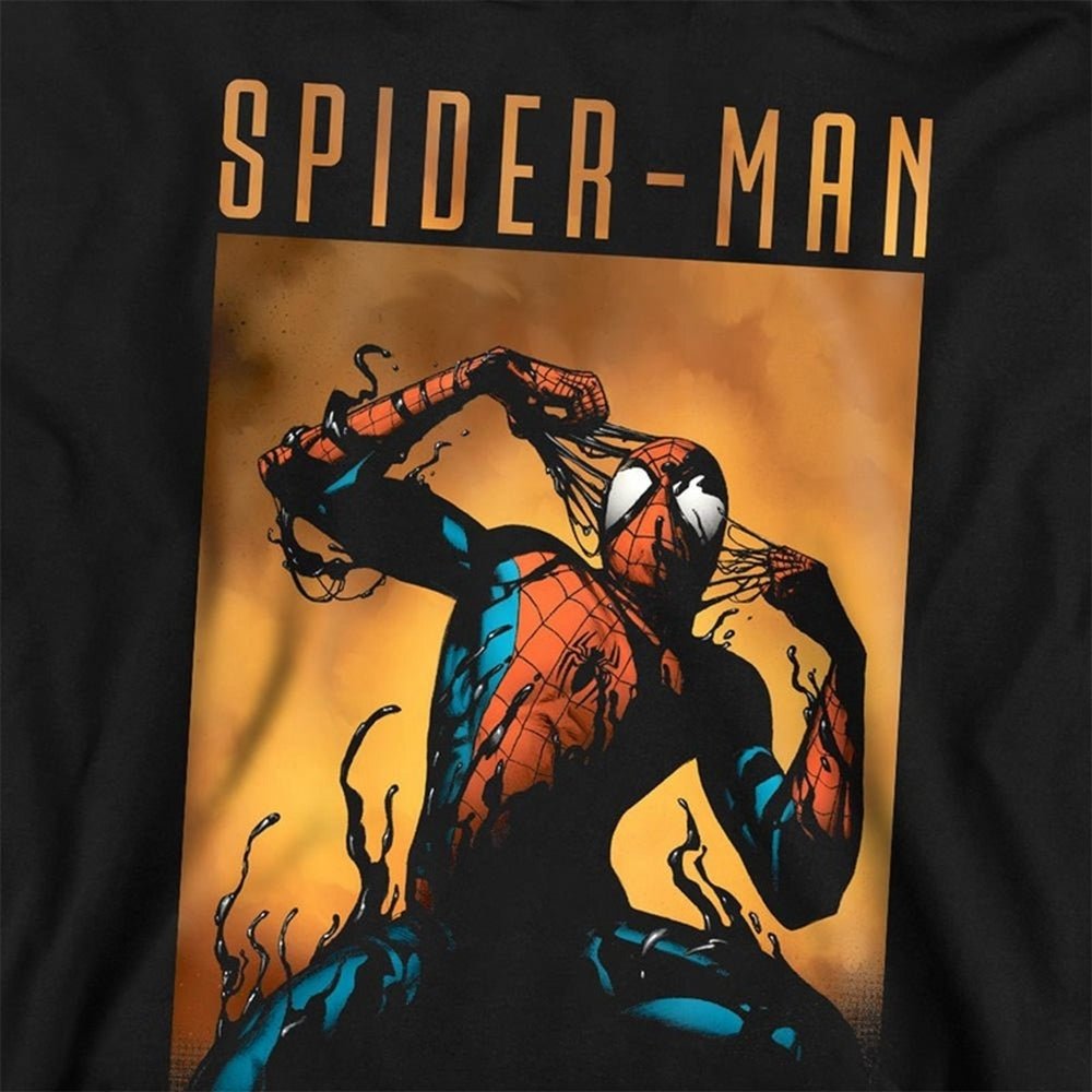 Black - Side - Spider-Man Childrens-Kids Creeping Venom Hoodie