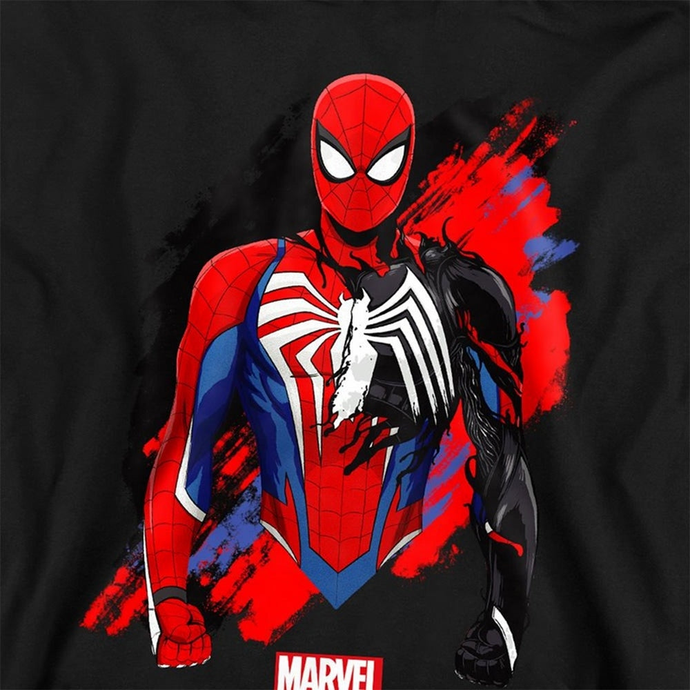 Black - Side - Spider-Man Childrens-Kids Symbiote Pull Over Hoodie