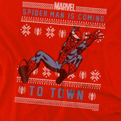 Red - Side - Spider-Man Childrens-Kids Pull Over Christmas Hoodie