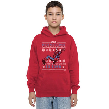 Red - Lifestyle - Spider-Man Childrens-Kids Pull Over Christmas Hoodie