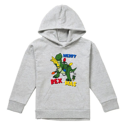 Athletic Heather - Front - Toy Story Childrens-Kids Merry Rexmas Heather Christmas Pullover Hoodie