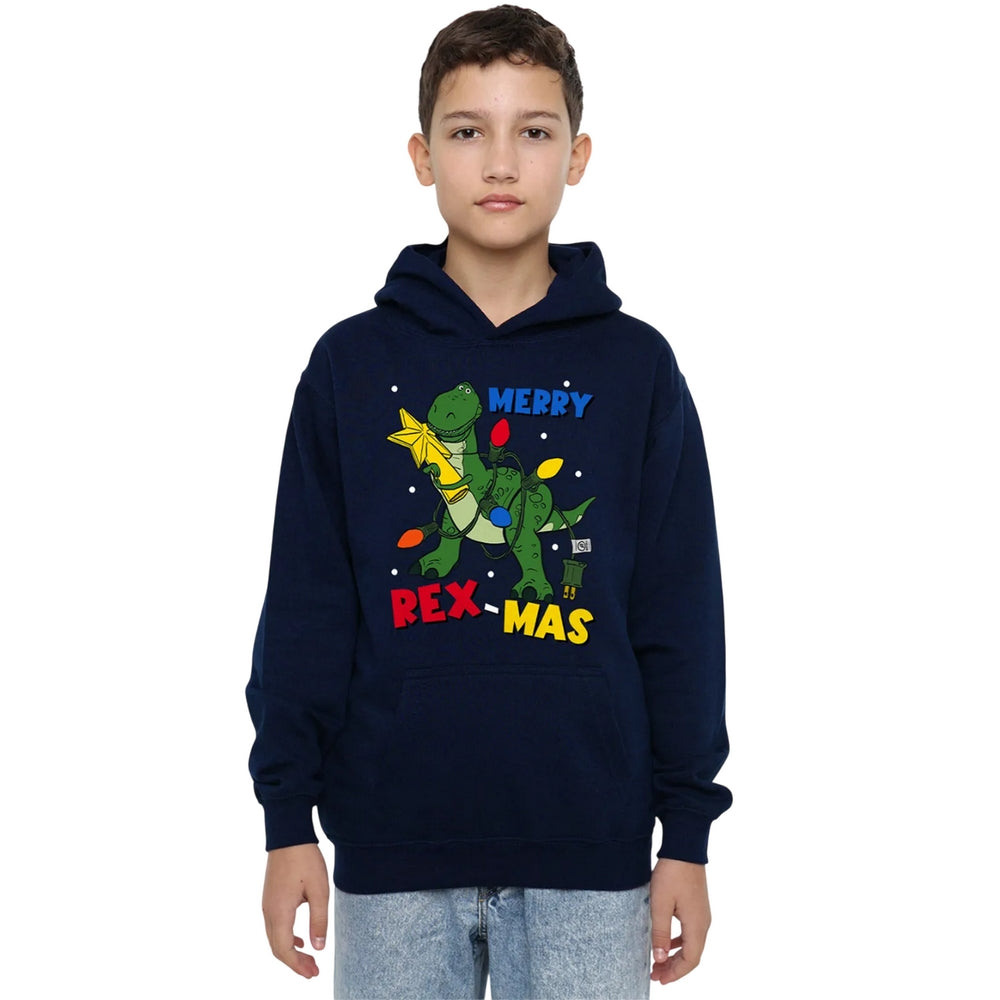 Navy - Lifestyle - Toy Story Childrens-Kids Merry Rexmas Christmas Pullover Hoodie