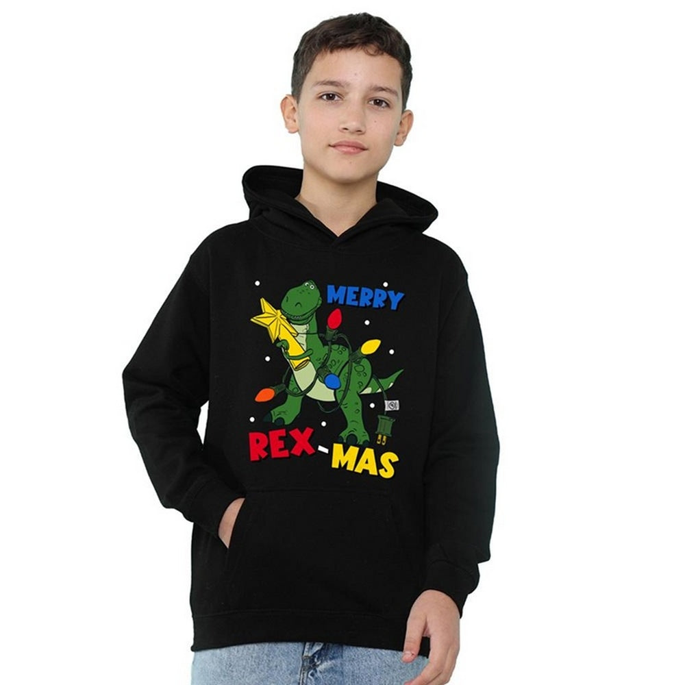 Black - Lifestyle - Toy Story Childrens-Kids Merry Rexmas Christmas Pullover Hoodie