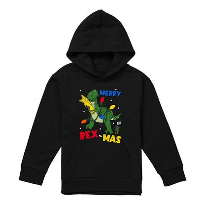 Black - Front - Toy Story Childrens-Kids Merry Rexmas Christmas Pullover Hoodie