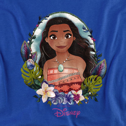 Royal Blue - Back - Moana Womens-Ladies Floral Portrait T-Shirt