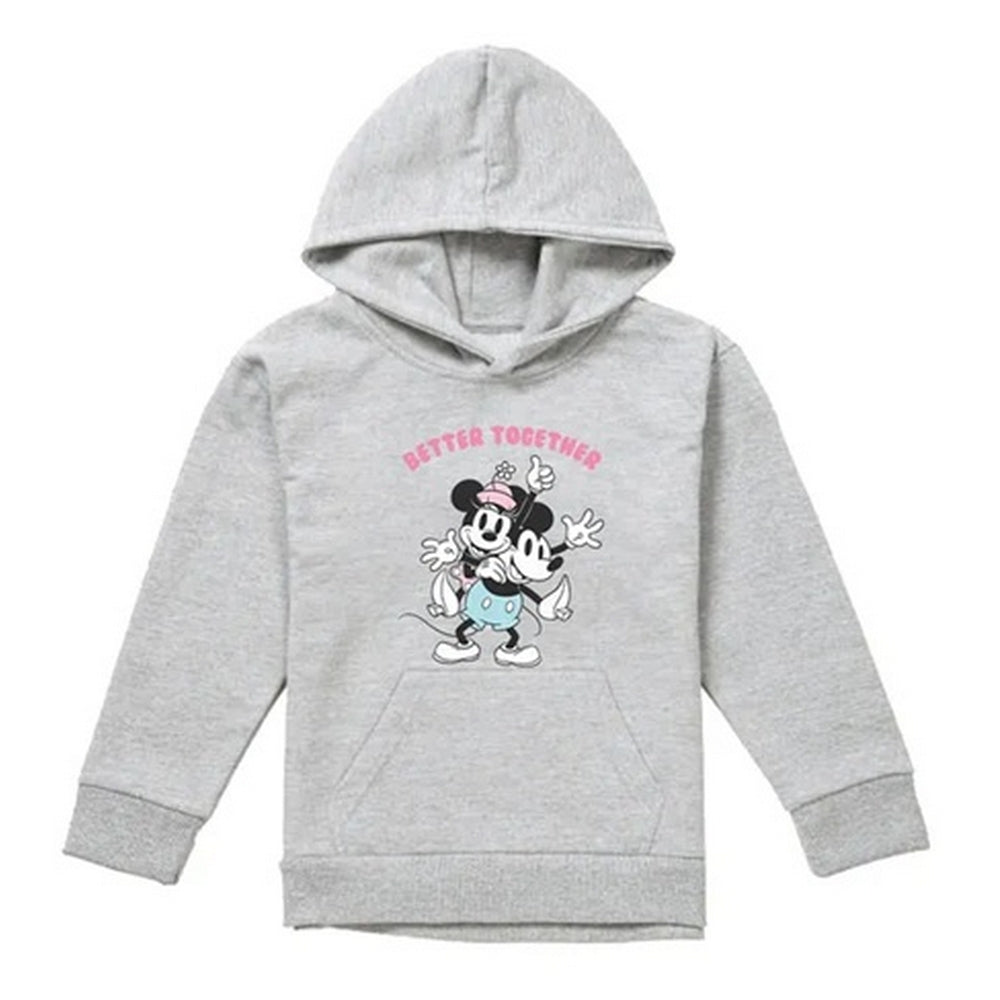 Athletic - Front - Disney Childrens-Kids Better Together Mickey & Minnie Mouse Heather Pullover Hoodie