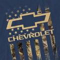 Navy - Side - Chevrolet Unisex Adult Camo Flag Heather T-Shirt