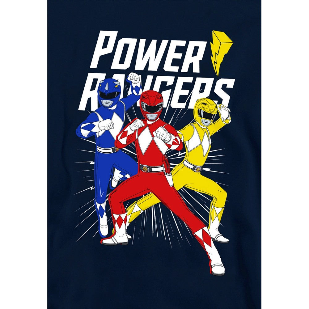 Navy - Side - Power Rangers Childrens-Kids Trio Heather Pullover Hoodie