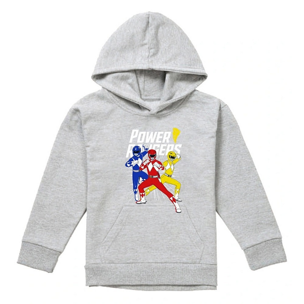 Athletic Heather - Front - Power Rangers Childrens-Kids Trio Heather Pullover Hoodie