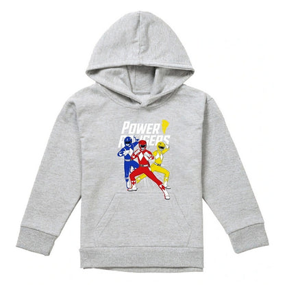 Athletic Heather - Front - Power Rangers Childrens-Kids Trio Heather Pullover Hoodie