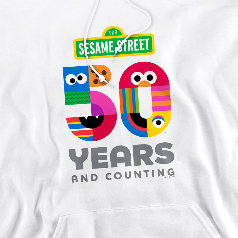 White - Side - Sesame Street Unisex Adult 50 Years Logo Hoodie
