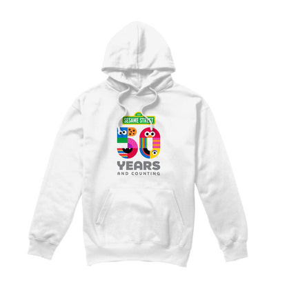 White - Front - Sesame Street Unisex Adult 50 Years Logo Hoodie