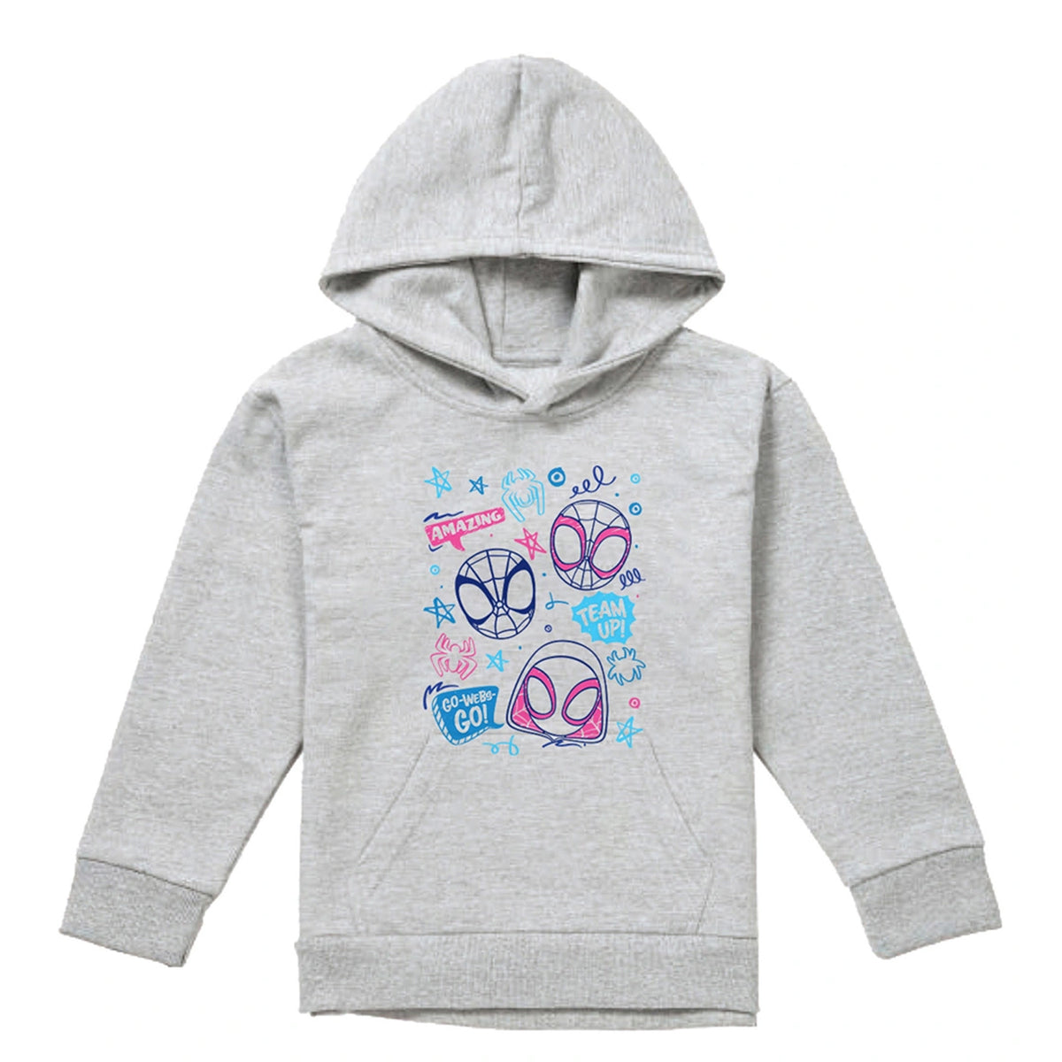 Athletic Heather - Front - Spidey And His Amazing Friends Childrens-Kids Doodle Pull Over Hoodie