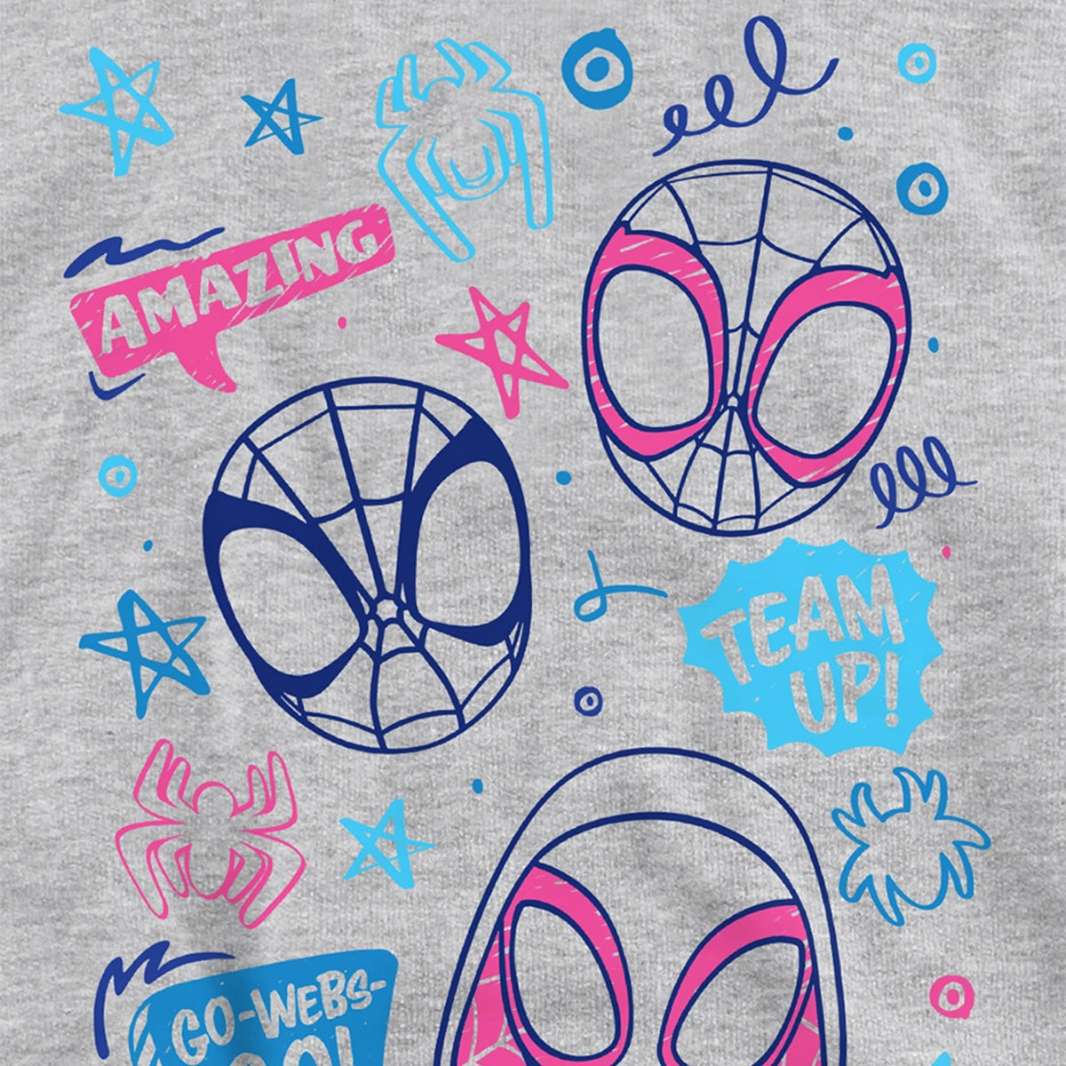 Athletic Heather - Side - Spidey And His Amazing Friends Childrens-Kids Doodle Pull Over Hoodie