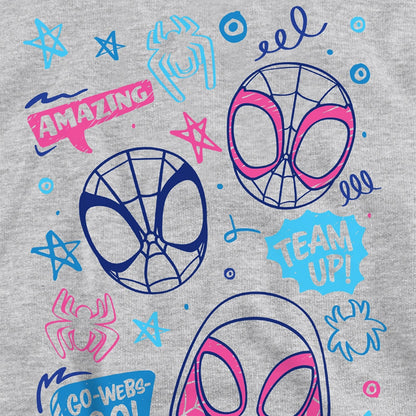 Athletic Heather - Side - Spidey And His Amazing Friends Childrens-Kids Doodle Pull Over Hoodie