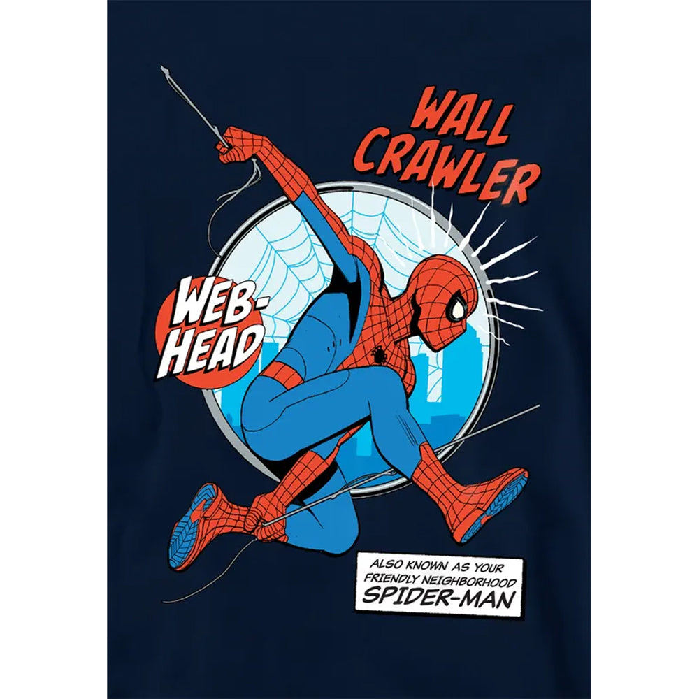 Navy - Side - Spider-Man Childrens-Kids Friendly Neighborhood Wall Crawler Pull Over Hoodie