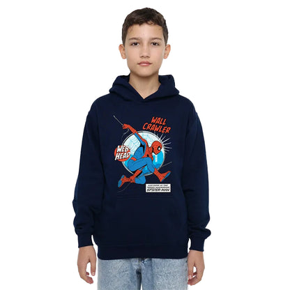Navy - Lifestyle - Spider-Man Childrens-Kids Friendly Neighborhood Wall Crawler Pull Over Hoodie