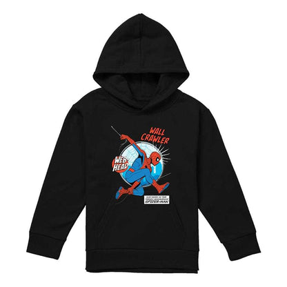 Black - Front - Spider-Man Childrens-Kids Friendly Neighborhood Wall Crawler Pull Over Hoodie