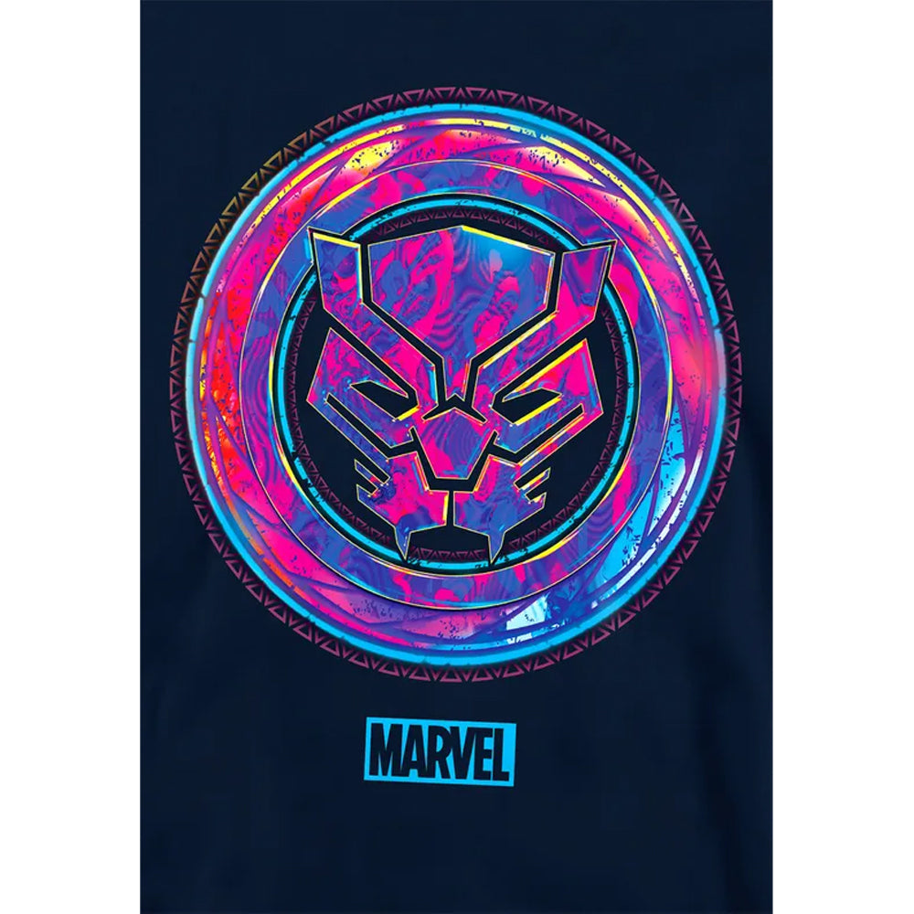 Navy - Side - Black Panther Childrens-Kids Scratch Pull Over Hoodie