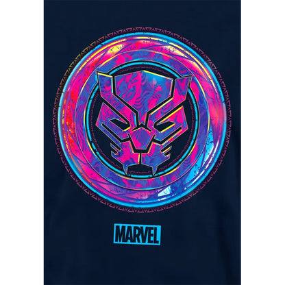 Navy - Side - Black Panther Childrens-Kids Scratch Pull Over Hoodie