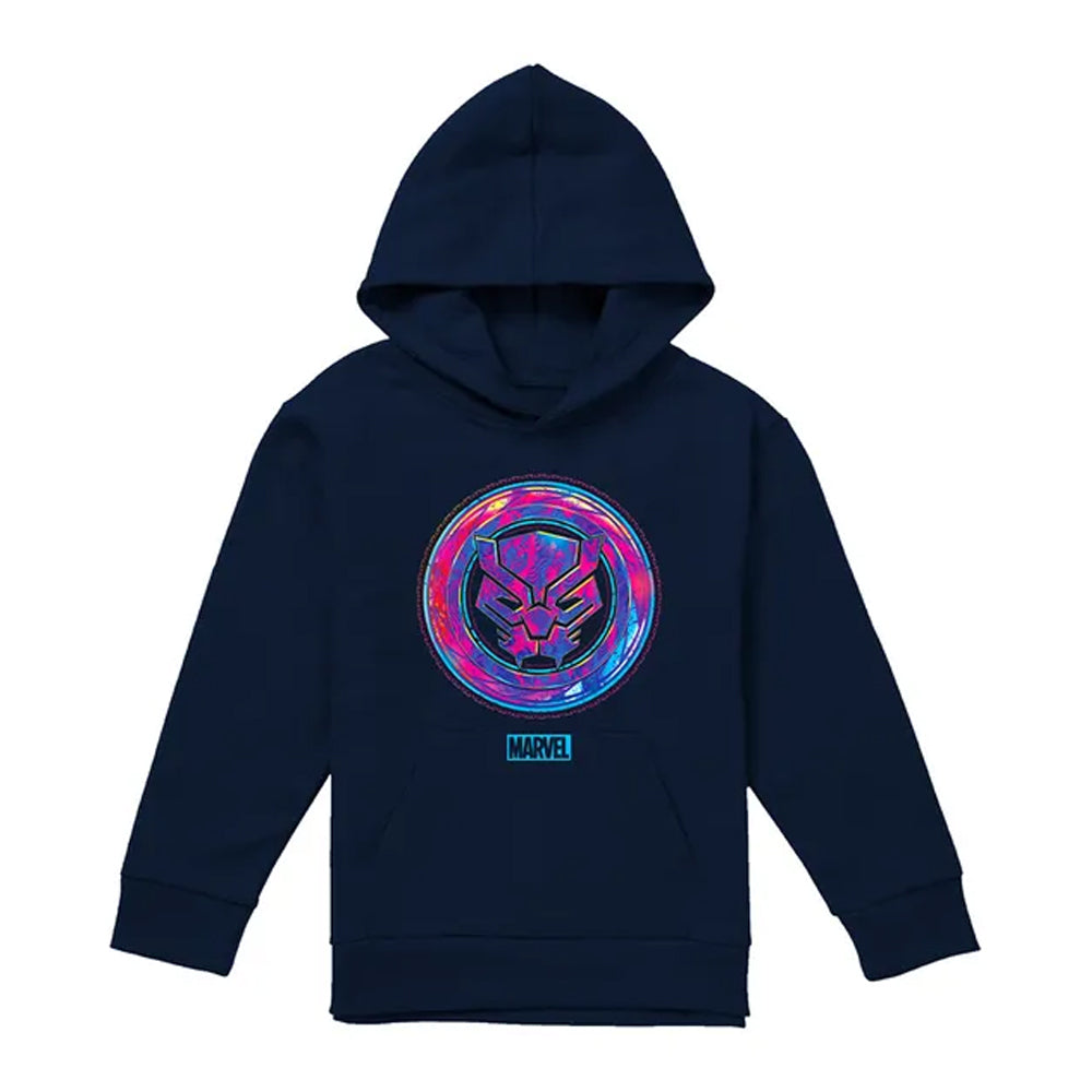 Navy - Front - Black Panther Childrens-Kids Scratch Pull Over Hoodie
