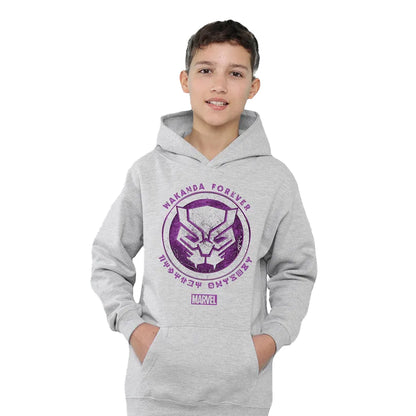 Athletic Heather - Lifestyle - Black Panther Childrens-Kids Scratch Pull Over Hoodie