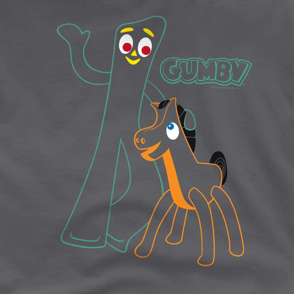 Charcoal - Pack Shot - Gumby Unisex Adult Outline T-Shirt