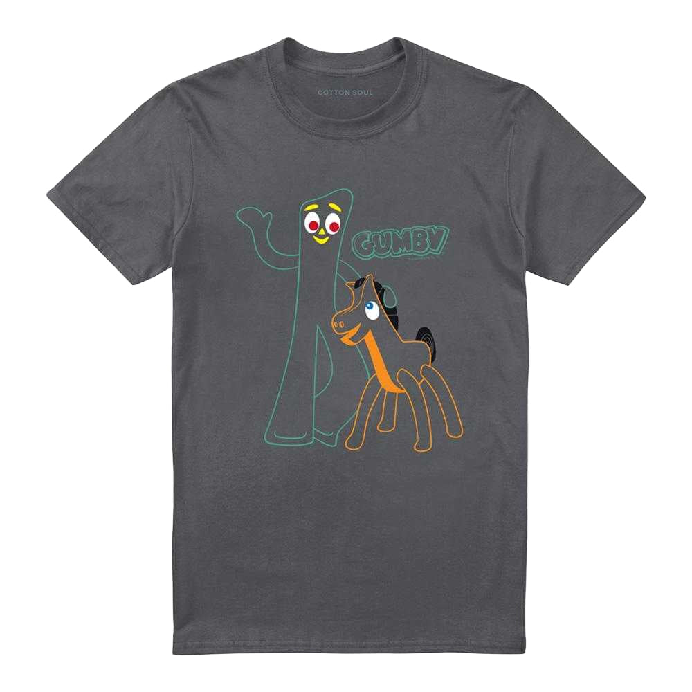 Charcoal - Front - Gumby Unisex Adult Outline T-Shirt