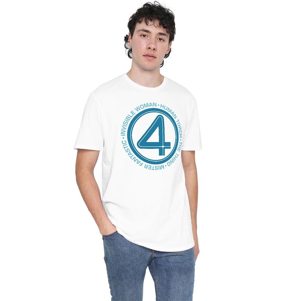 White - Side - Fantastic Four Unisex Adult Superhero Team T-Shirt