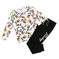White-Black-Yellow - Front - Disney Womens-Ladies Mickey Forever Long Pyjama Set