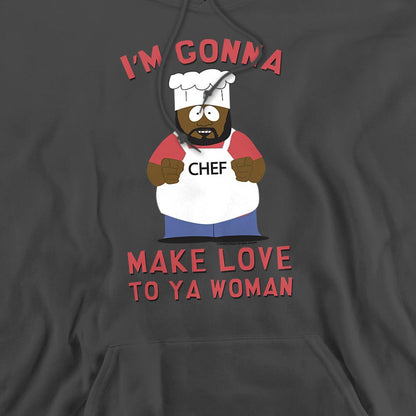 Charcoal - Back - South Park Unisex Adult Make Love Hoodie