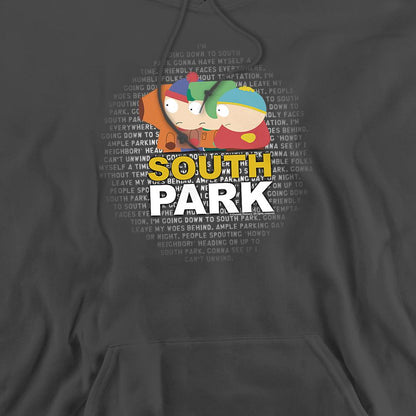 Charcoal - Back - South Park Unisex Adult Song Lyrics Hoodie