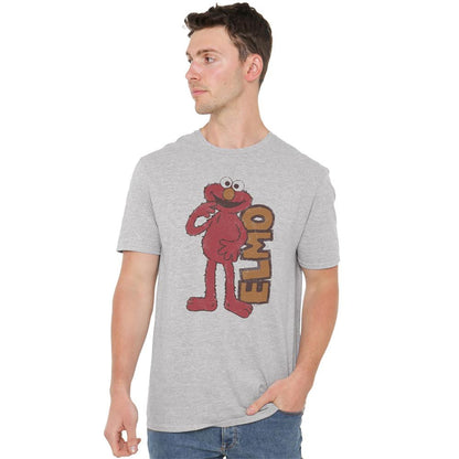 Athletic Heather - Back - Sesame Street Unisex Adult Elmo Vintage Heather T-Shirt