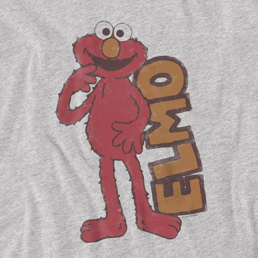 Athletic Heather - Side - Sesame Street Unisex Adult Elmo Vintage Heather T-Shirt