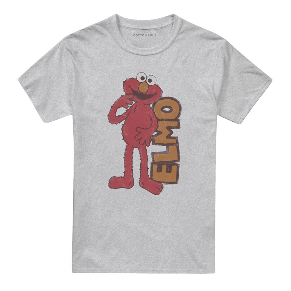 Athletic Heather - Front - Sesame Street Unisex Adult Elmo Vintage Heather T-Shirt