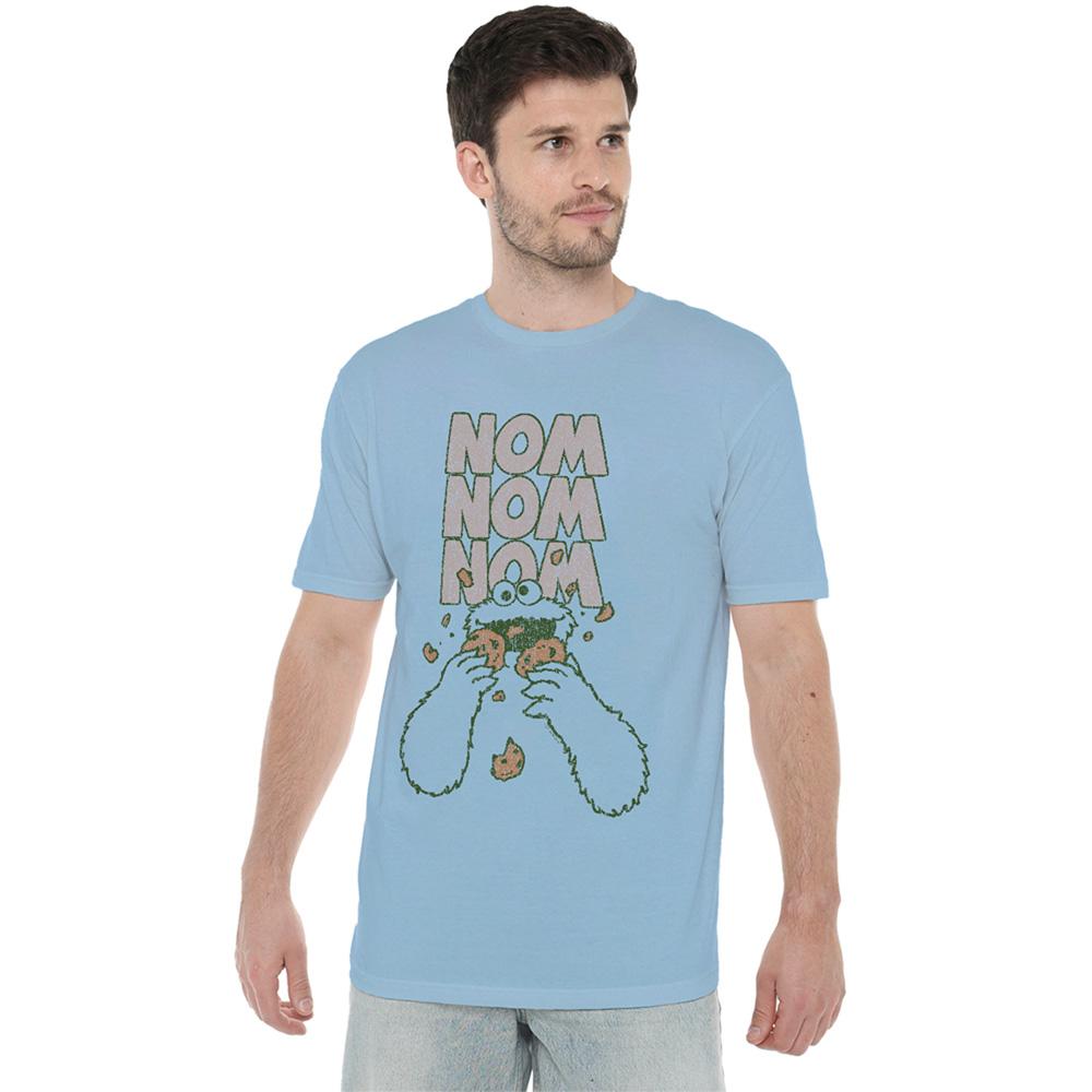 Light Blue - Back - Sesame Street Unisex Adult Nom Nom T-Shirt