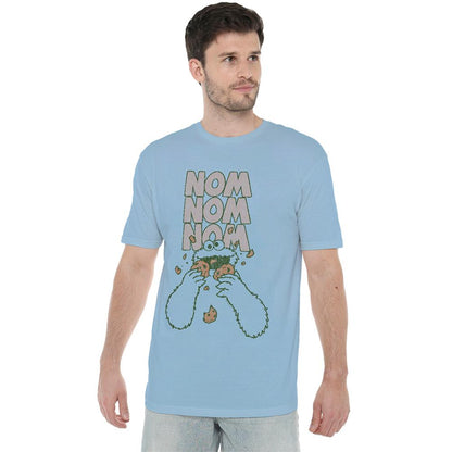 Light Blue - Back - Sesame Street Unisex Adult Nom Nom T-Shirt