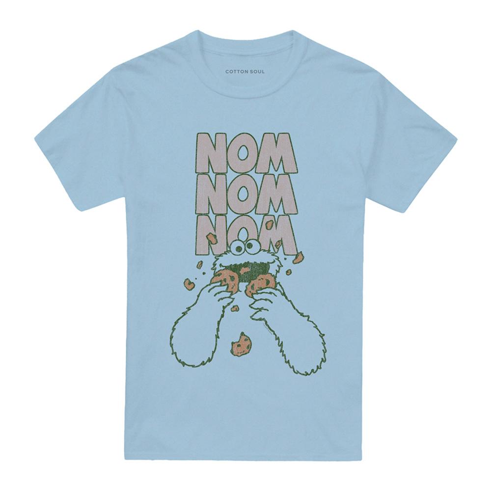 Light Blue - Front - Sesame Street Unisex Adult Nom Nom T-Shirt