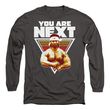 Charcoal - Front - Bloodsport Unisex Adult You Are Next Long-Sleeved T-Shirt