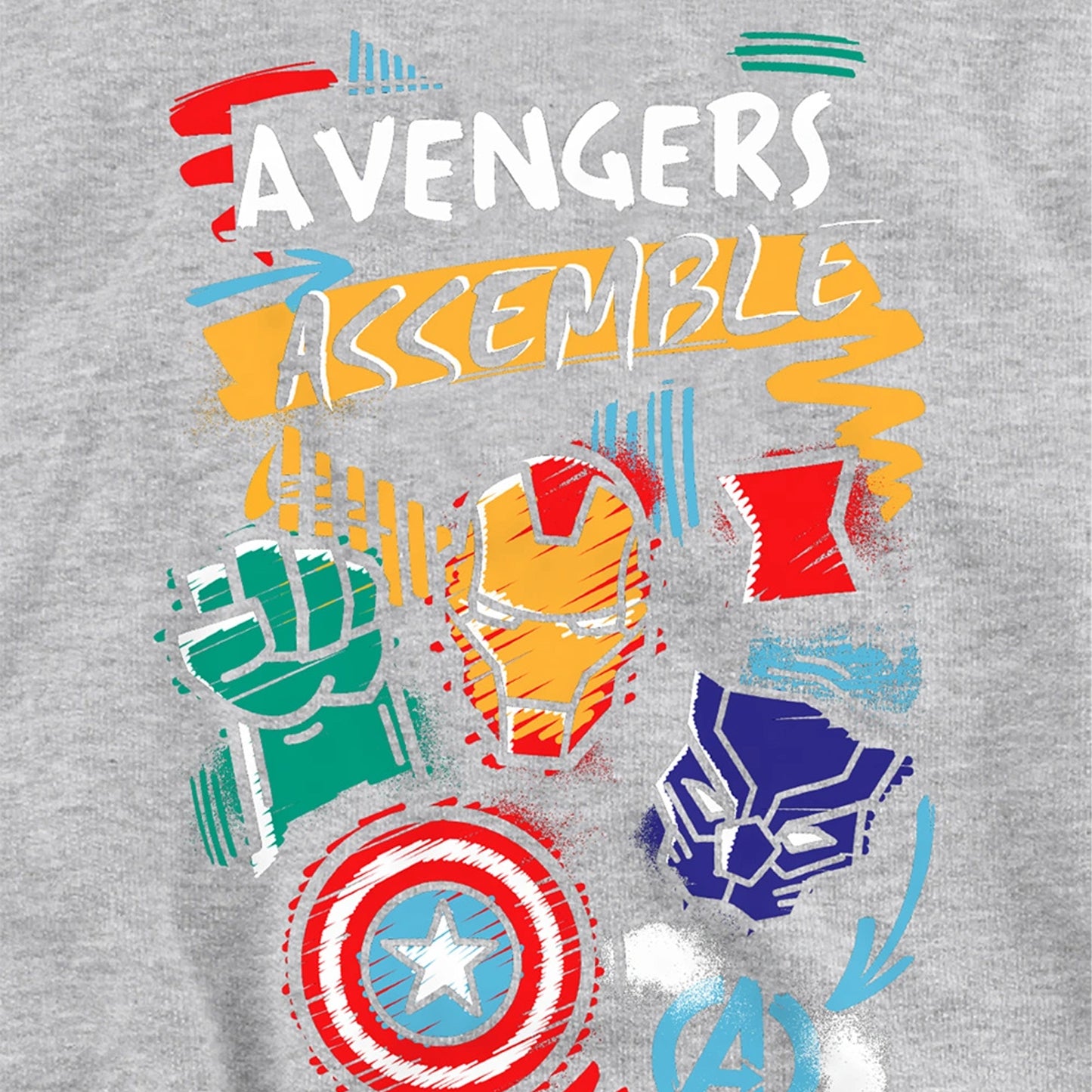 Athletic Heather - Side - Avengers Assemble Childrens-Kids Superhero Trio Pullover Hoodie