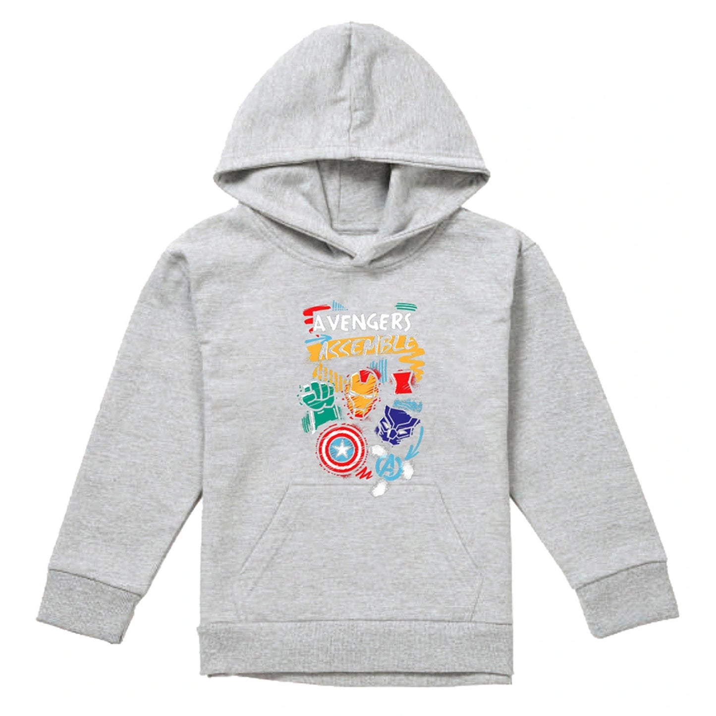 Athletic Heather - Front - Avengers Assemble Childrens-Kids Superhero Trio Pullover Hoodie