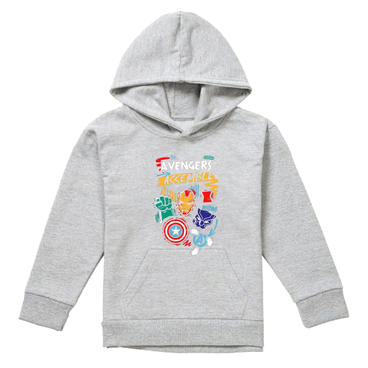 Athletic Heather - Front - Avengers Assemble Childrens-Kids Superhero Trio Pullover Hoodie