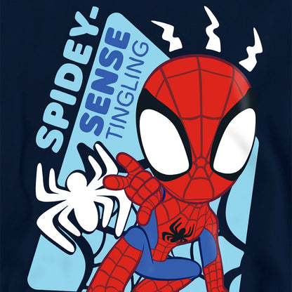 Navy - Side - Spidey And His Amazing Friends Childrens-Kids Spidey Senses Pull Over Hoodie