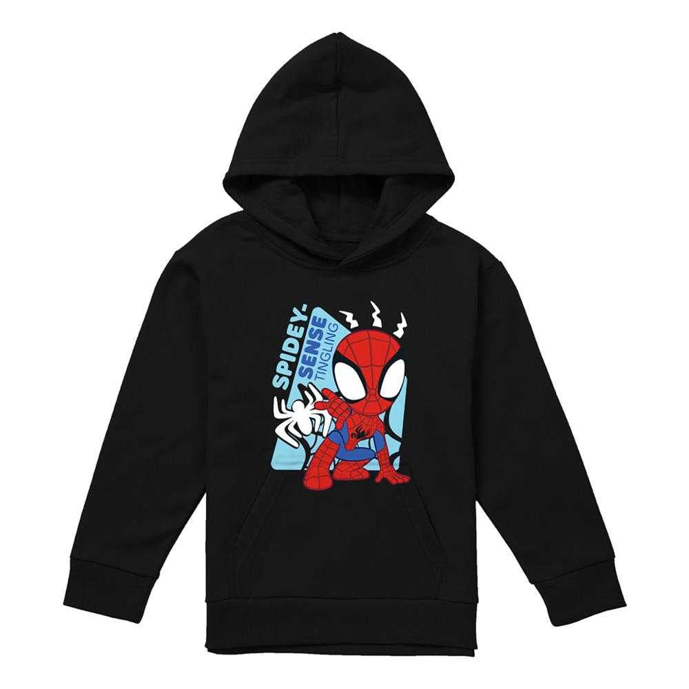Black - Front - Spidey And His Amazing Friends Childrens-Kids Spidey Senses Pull Over Hoodie