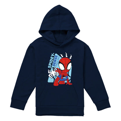 Navy - Front - Spidey And His Amazing Friends Childrens-Kids Spidey Senses Pull Over Hoodie