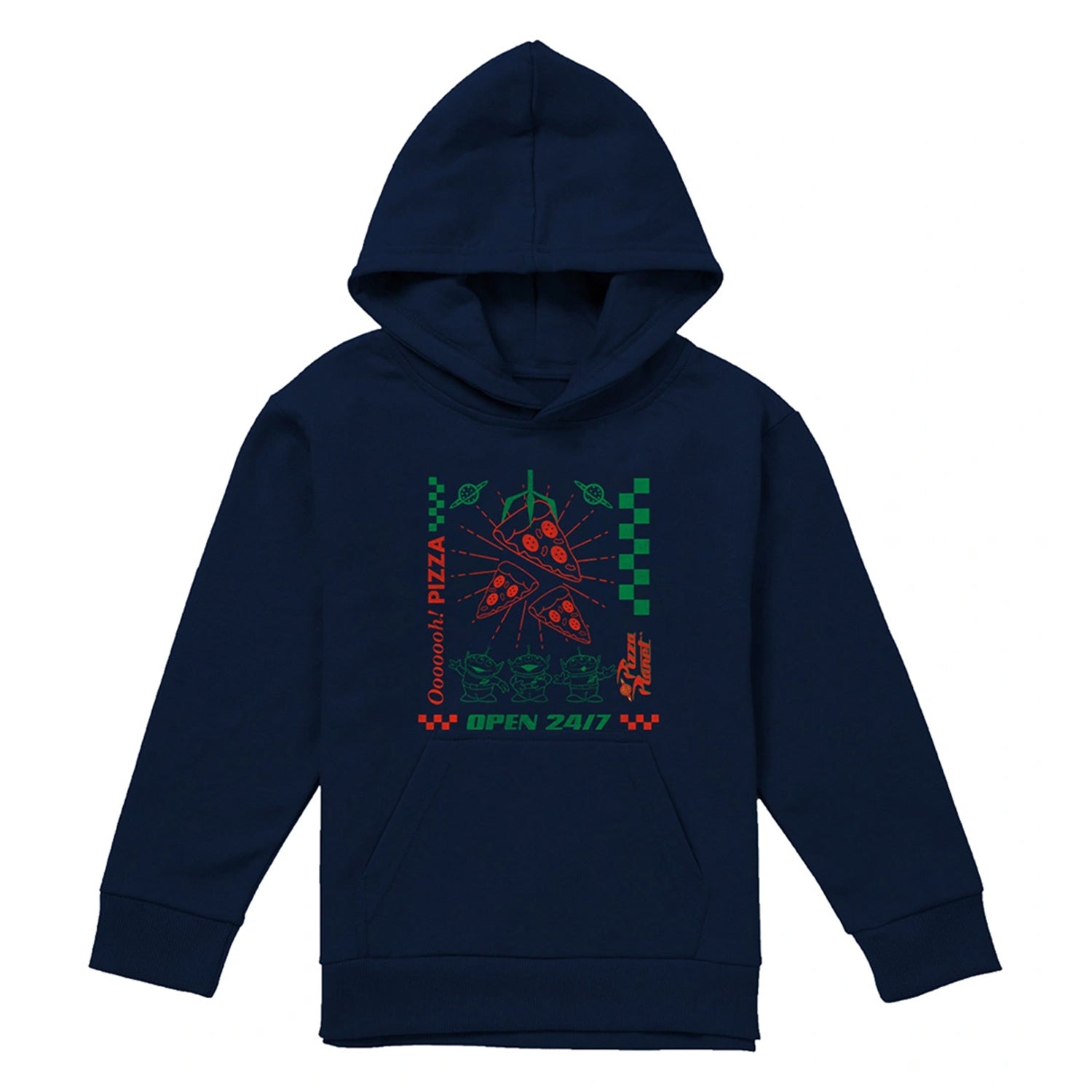 Navy - Front - Toy Story Childrens-Kids Pizza Planet Aliens Hoodie