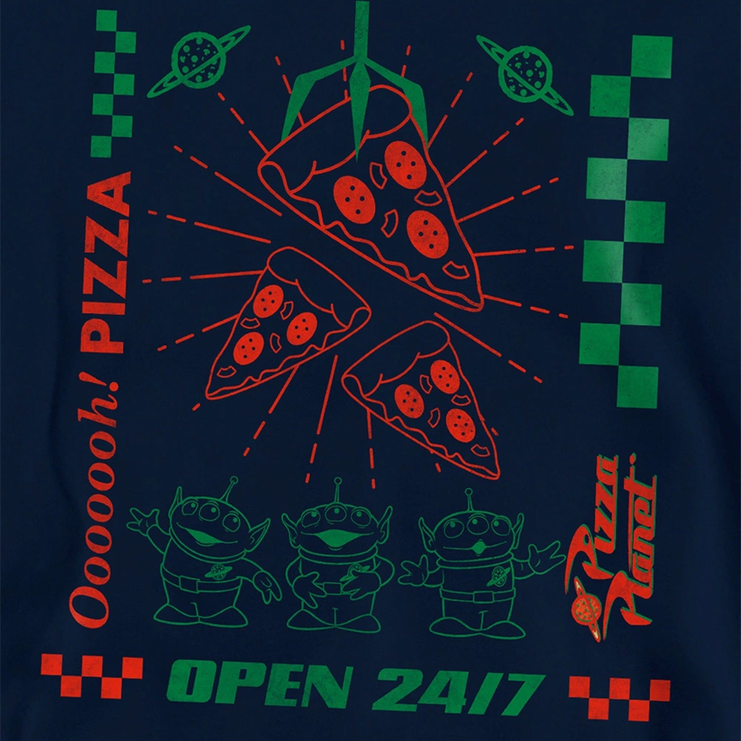 Navy - Side - Toy Story Childrens-Kids Pizza Planet Aliens Hoodie