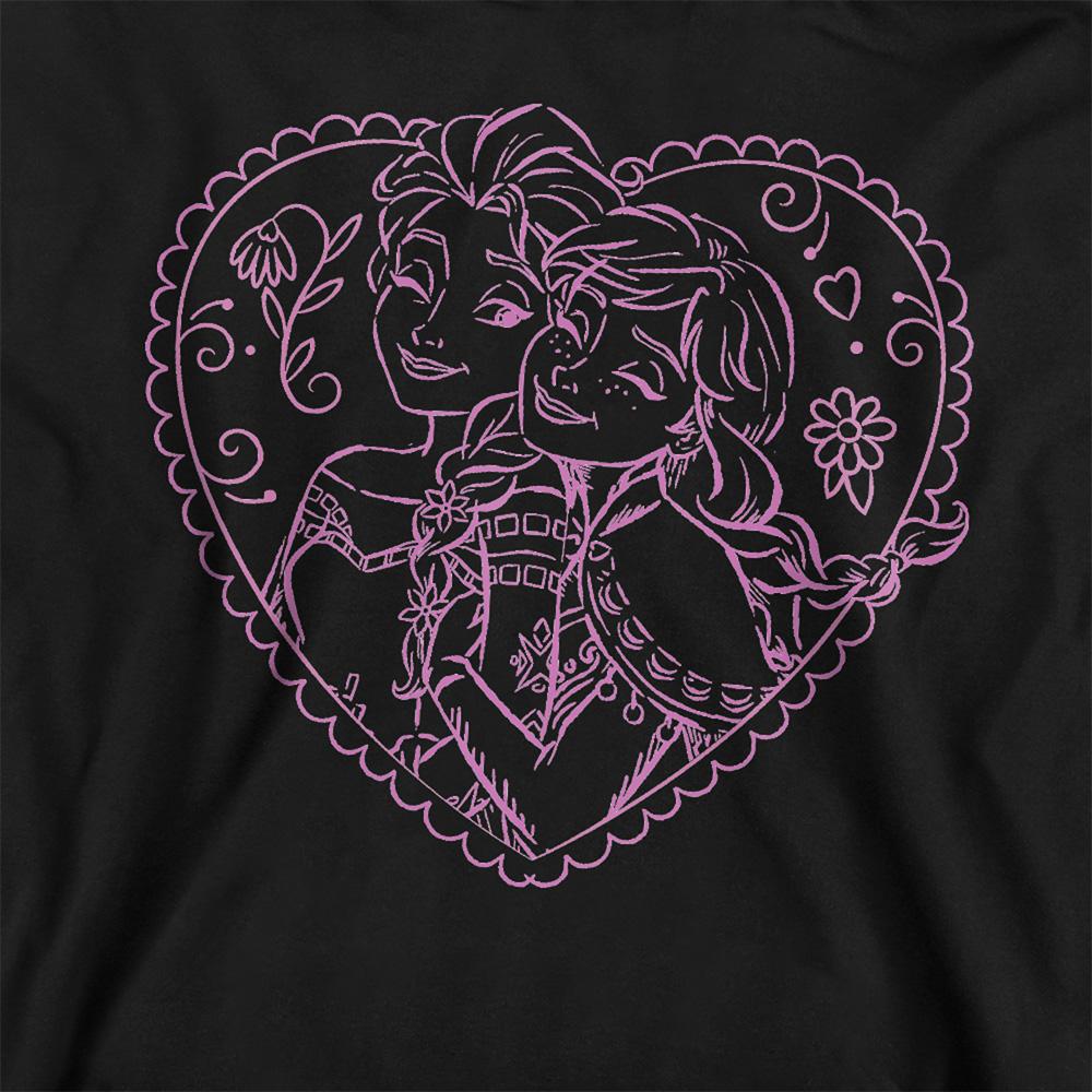 Athletic Heather - Back - Frozen Childrens-Kids Elsa & Anna Heart Heather Hoodie