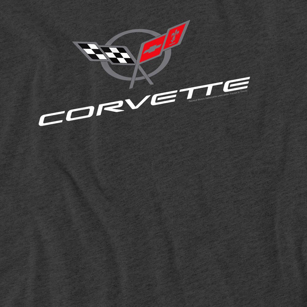 Charcoal Heather - Side - Chevrolet Unisex Adult Corvette Modern Emblem Heather T-Shirt